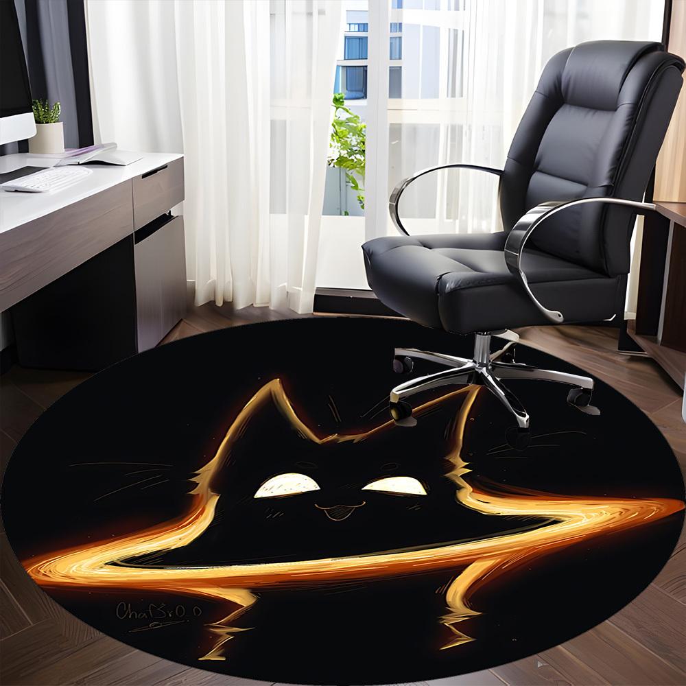 1pc FlameKitty Office Round Area Rug,  Mat Suitable For Office, Under Office Chairs Bedroom Living Room Home Decor, Room Deco