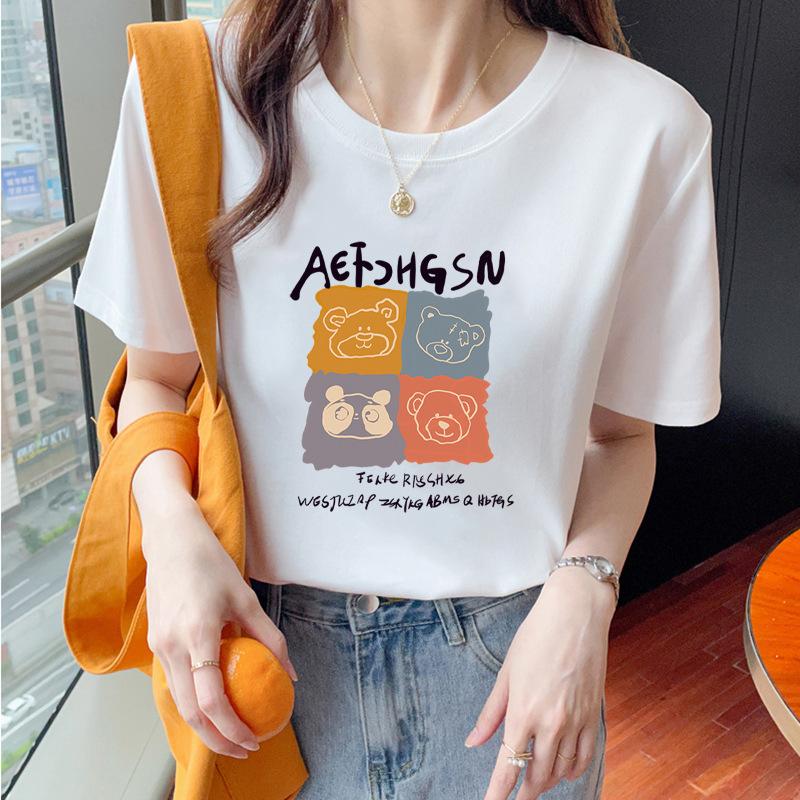 VEZFAA Женские модные повседневные летние весенние блузки и рубашки с круглым вырезом с короткими рукавами