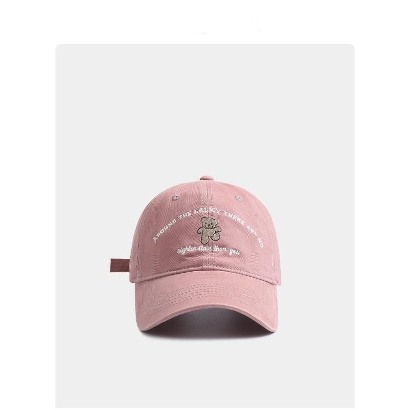 Cute Dancing Bear Embroidered Baseball Cap for Women with Four Seasons Faces Small Korean Style Trendy Wide Essence Baseball Cap