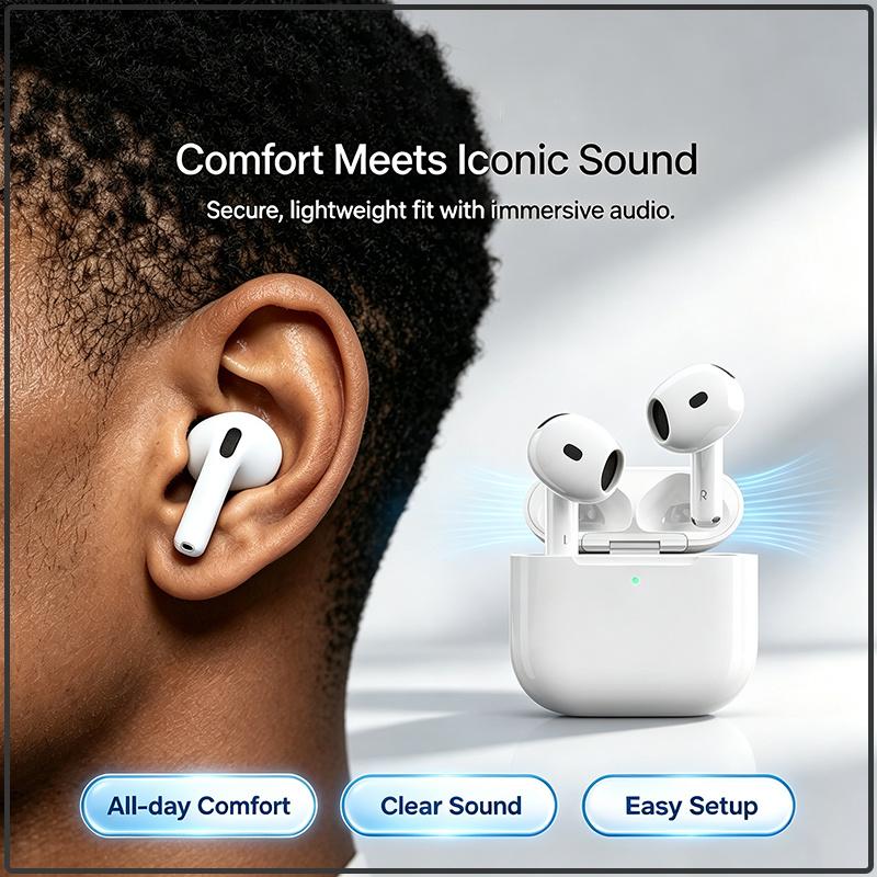1:1 Air 4 Новые Bluetooth-наушники TWS Утонченный Геометрический Дизайн Стабильный Комфорт При Ношении Беспроводные Наушники