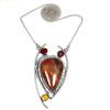 Yellow Jasper Garnet Gemstone Mother's Day Silver Jewelry Necklace 20 In