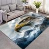 Большой ковер с цифровым принтом головы орла - Нескользящий, машинная стирка, полиэстеровый ковер против усталости с дизайном облаков и гор