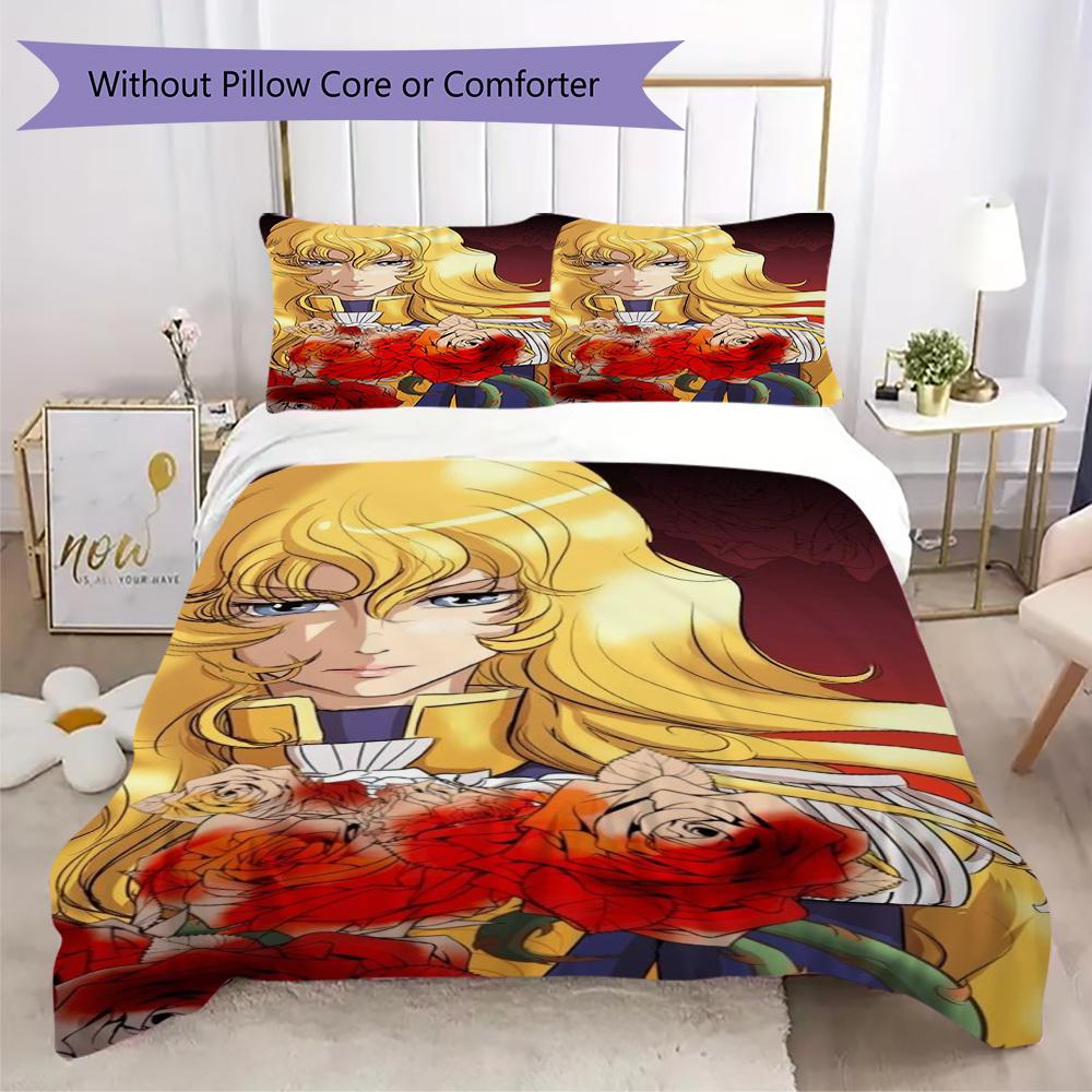 Versailles Rose Love Pattern Bedding uilt Set uilt Cover Pillowcase Home Decoration Birthday Gift (1 * duvet cover + 2 * pillowcase without core)237