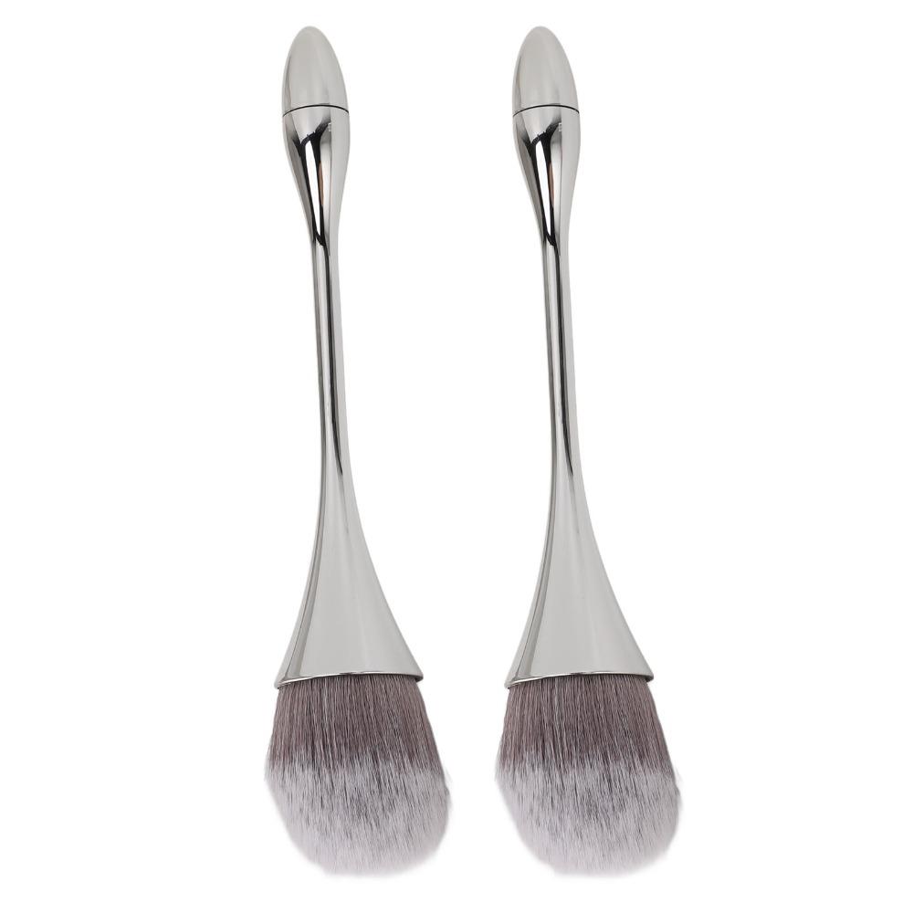 2pcs Soft Bristles Nail Art Powder Brush Ergonomic Handle Powder Remover Brush For Manicure Use