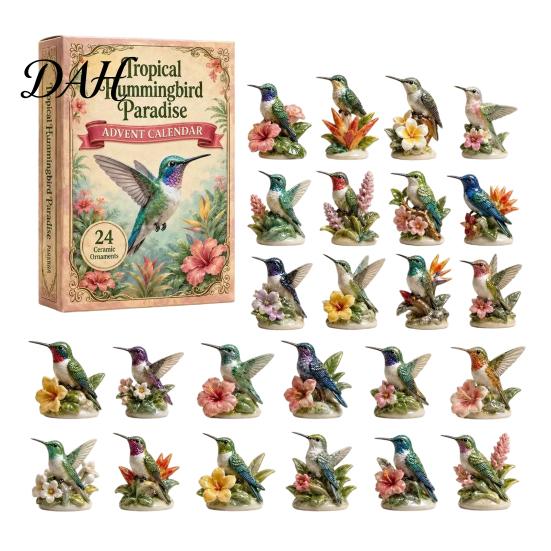 Christmas Countdown for Kids 2026 Hummingbird Advent Calendar, 24-Day Acrylic Ornament Set with Bird Figure Festive Party Supplies