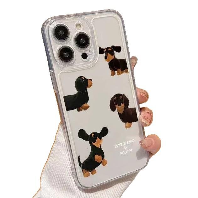 Корейский такса Подходит для Apple 16/17Promax Чехол для мобильного телефона IP15 Прозрачный 14 Космический Чехол 13/12 Мягкий 11