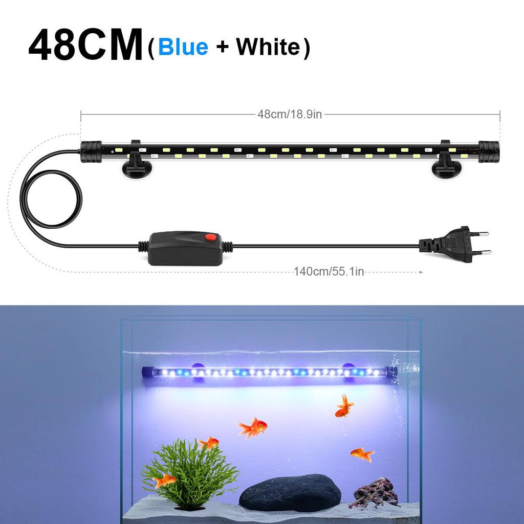 Aquarium LED Bar Light Waterproof Fish Tank Light 18/22/38/48 CM Underwater Aquario Lamp Aquariums Decor Lighting 220V EU Power