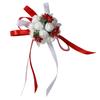 Beautiful Hand Ribbon Flower Bridal Bridesmaid Wrist Corsage Prom Wedding Decorations (Red)