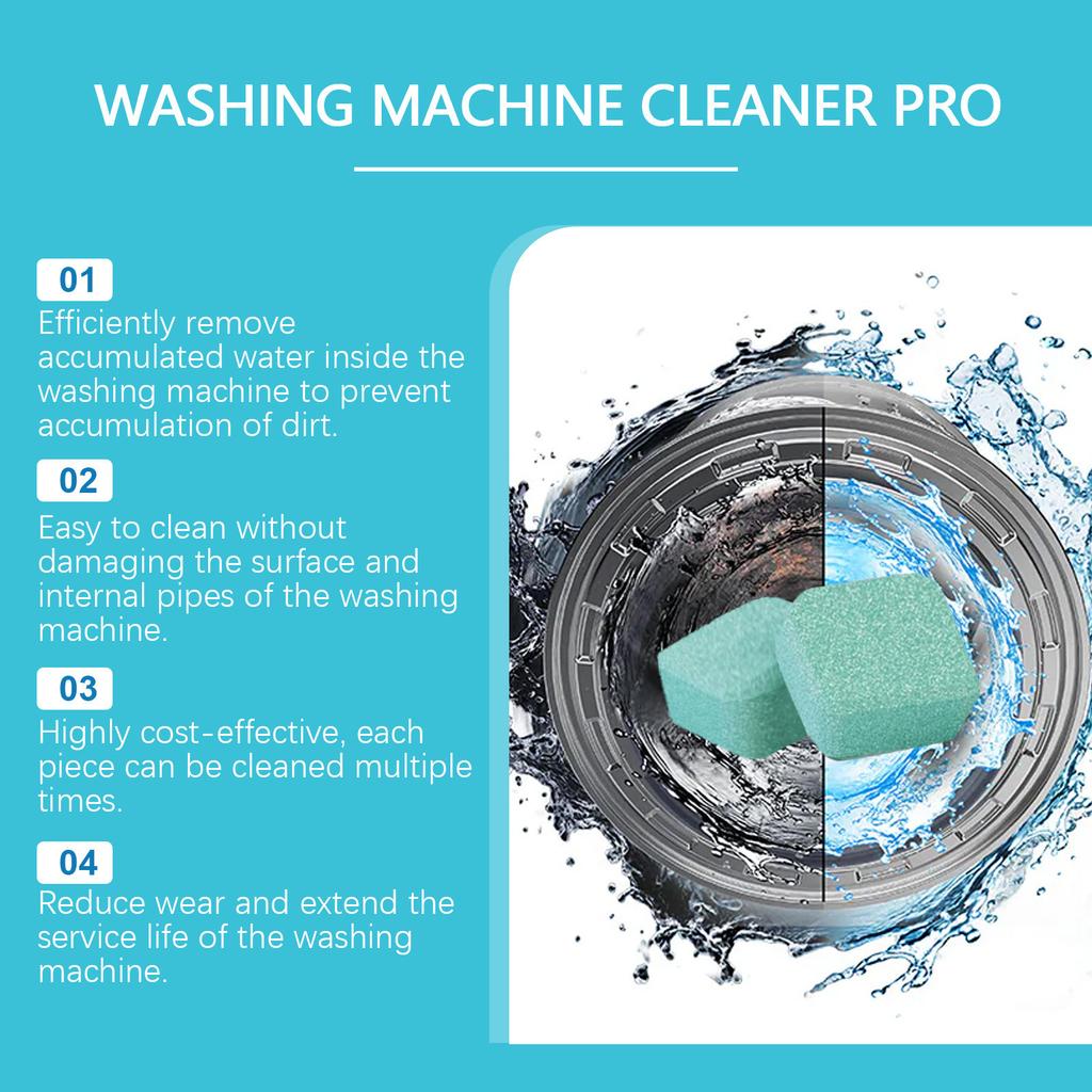 Washing Machine Cleaner Tablets 12-Pack for Front Load and Top Load Washer, Remove Stains and Deposits, Household Cleaning less