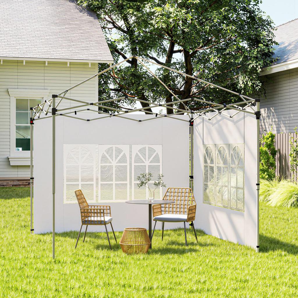 Gazebo Side Panels Sides Replacement With Window For 3x3(m) Or 3x4m Pop Up Gazebo 2 Pack White