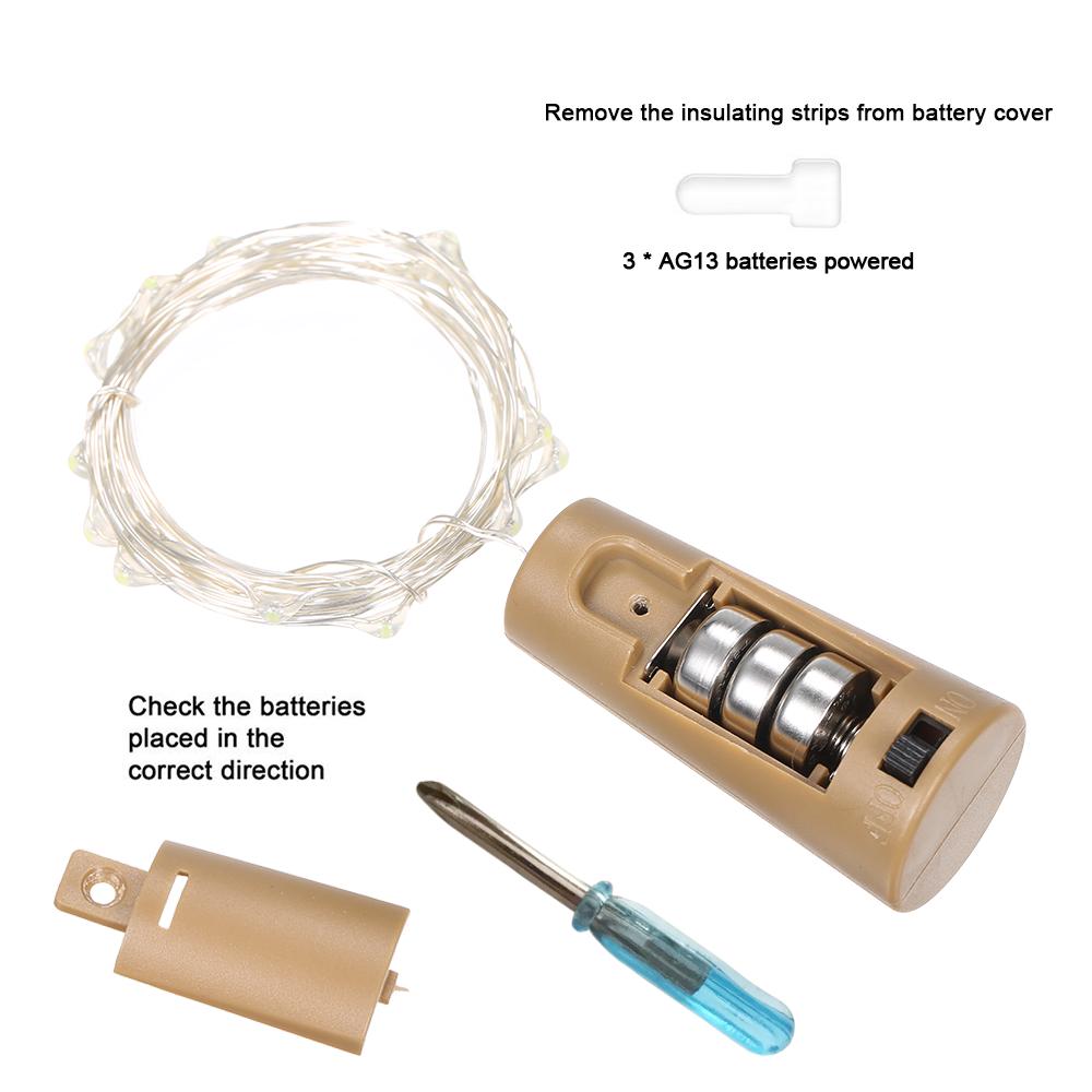 4.5V 1.2W 2Meters 20 LED Copper Wire Fairy String Light 12 Pack White Twistable Bendable Foldable Bottle Stopper Atmosphere Lamp IP65 Water Resistanc