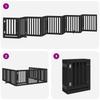 9 piece foldable black dog gate 450 cm poplar wood