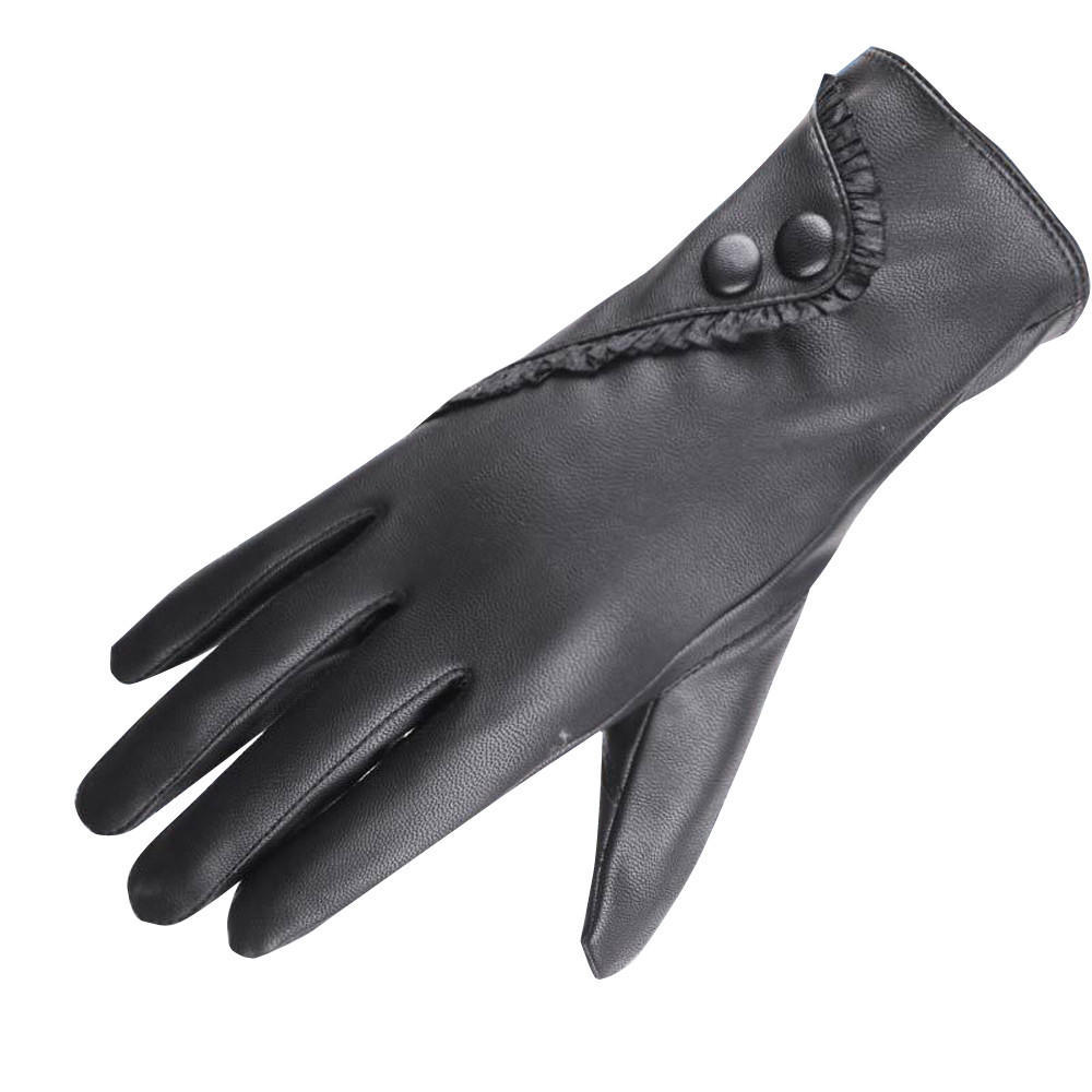 Novel Fashion Women Lady Soft Leather Gloves Winter Warm Mitten Xmas Gift Black