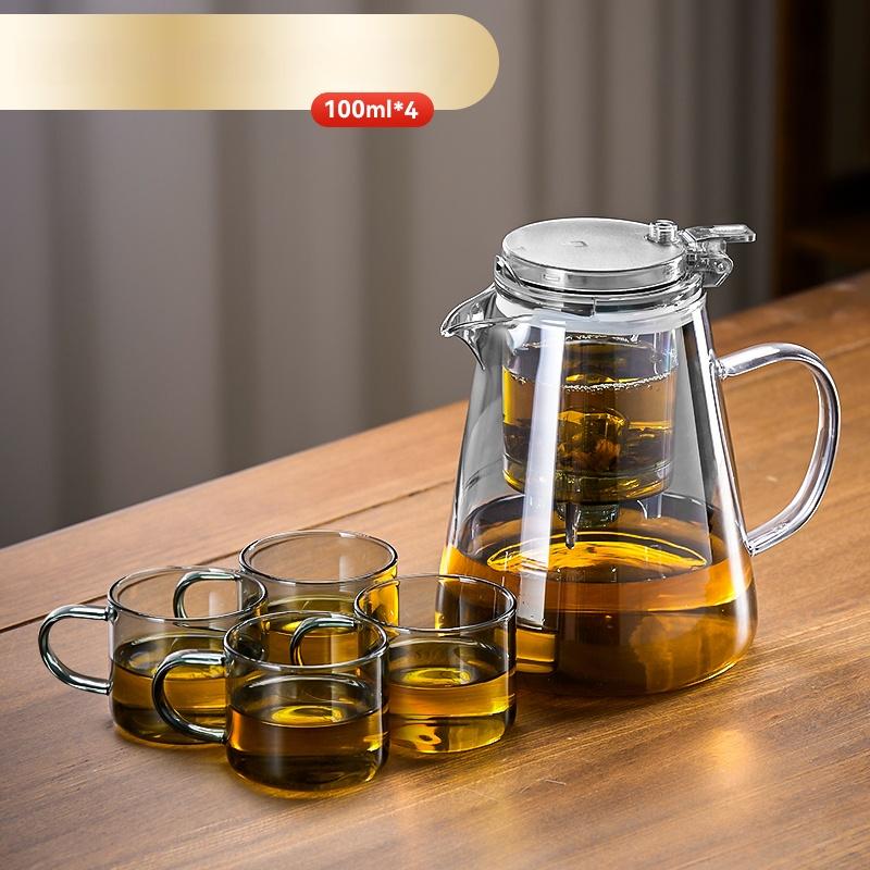 Glass Tea Pot Chinese High Temperature Tea Separation Brew Teapot High Borosilicate Pure Color Simple Teapot Tea Cup