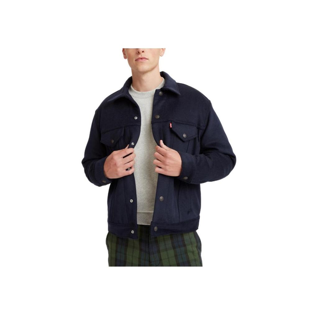 Levis Однотонная Однобортная Куртка из Денима Приталенного Кроя с Воротником и Нагрудным Карманом Мужские куртки Темно-синий A1972-0000