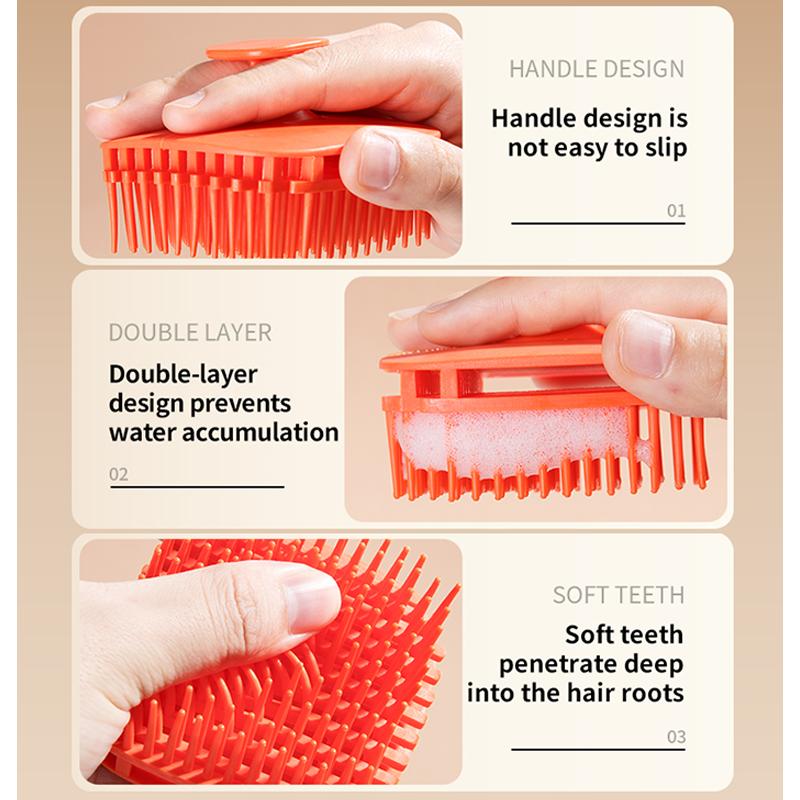 1pcs Silicone Shampoo Brush Head Scalp Massage Hair Brush Bath Shower Body Scruber High-quality Exfoliator Salon Styling Tools