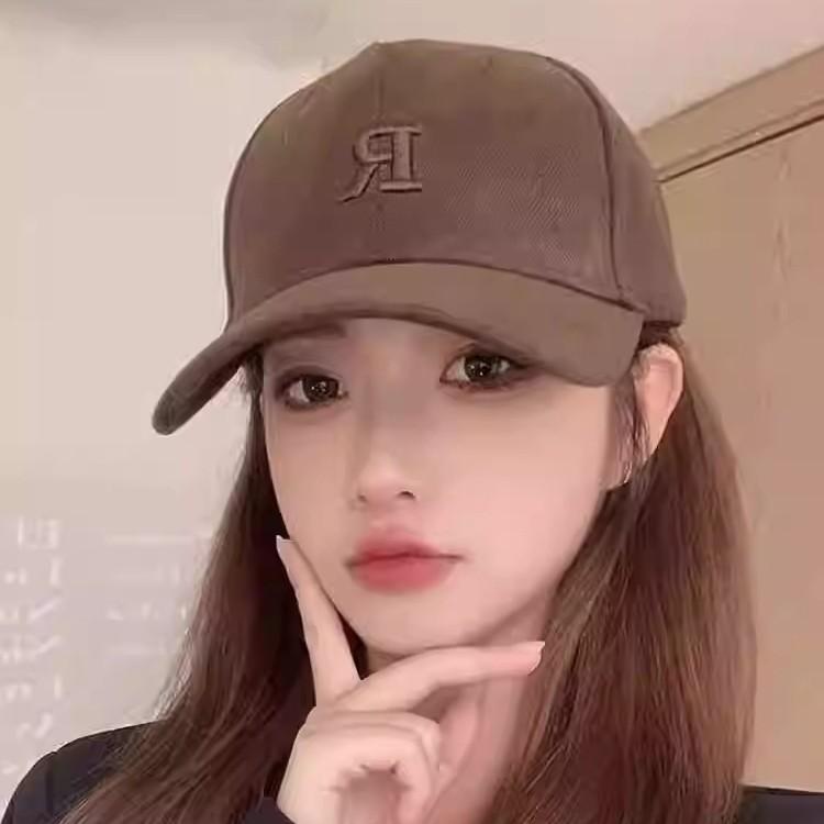 Maillard baseball cap women's coffee color letter wide brim showing face small cap hard top big head circumference deep top hat