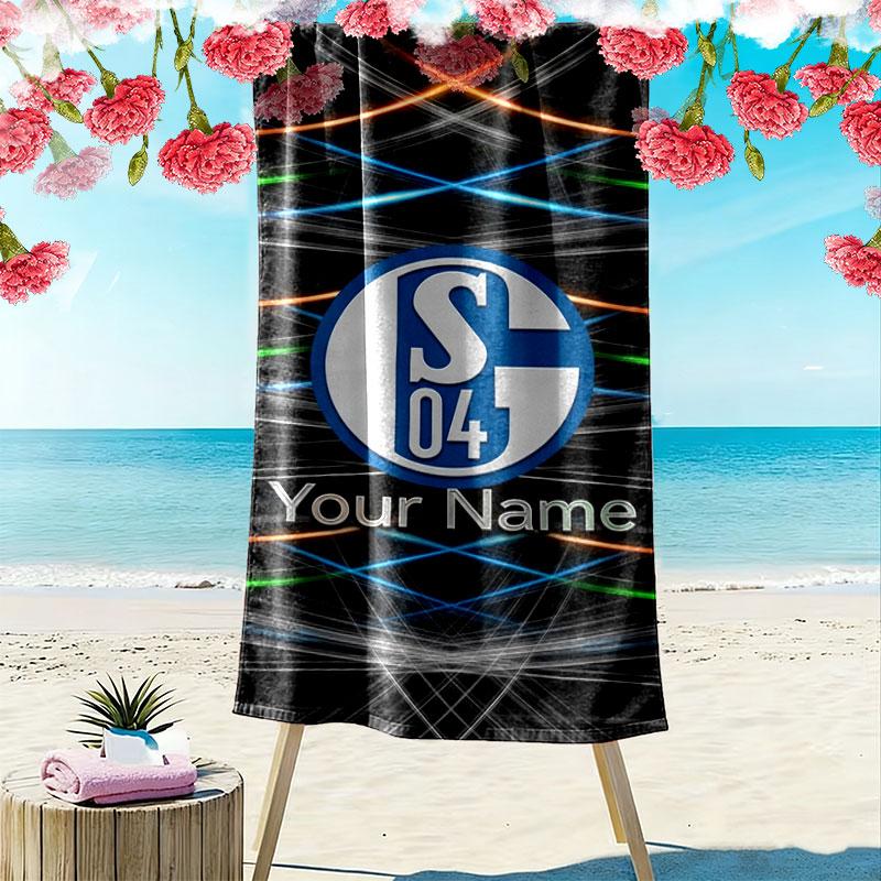 FC Schalke 04 Custom Name Print Beach Towel, Large Soft Quick Dry Towel for Beach Camping Swimming