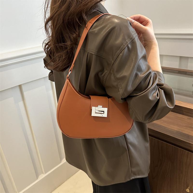 Шикарная винтажная весенняя женская сумка из искусственной кожи под мышкой в черном, белом, розовом и коричневом цветах