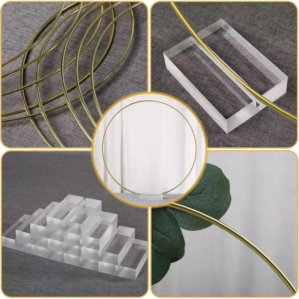 10 шт. 30 см Золотой металлический венок с акриловой основой Свадебный centerpiece стола DIY Цветочный кольцо Декор