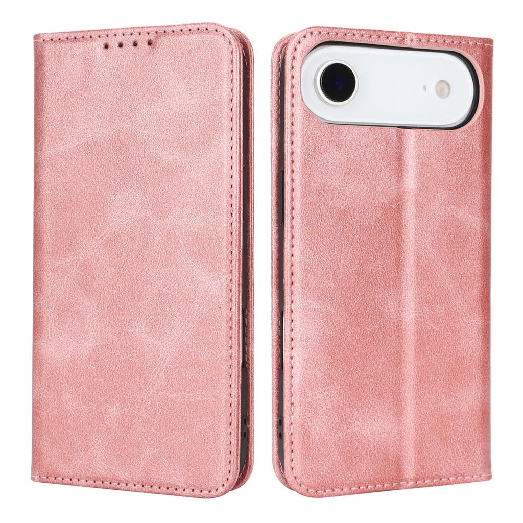 For iPhone 17 Air Case PU Leather Calf Textured Magnetic Closing Smart Phone Cover