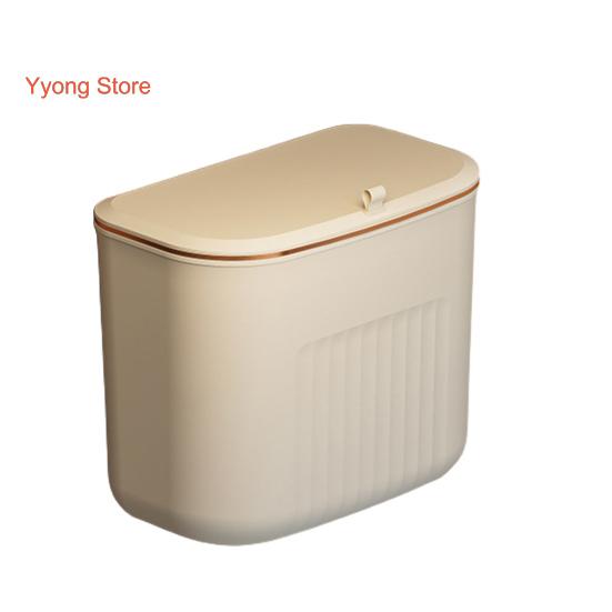 Enlarge Caliber Hanging Trash Bin with Lid Punching Free Strong Load-bearing Kitchen Large Capacity Wall Mounted Garbage Can Household Products