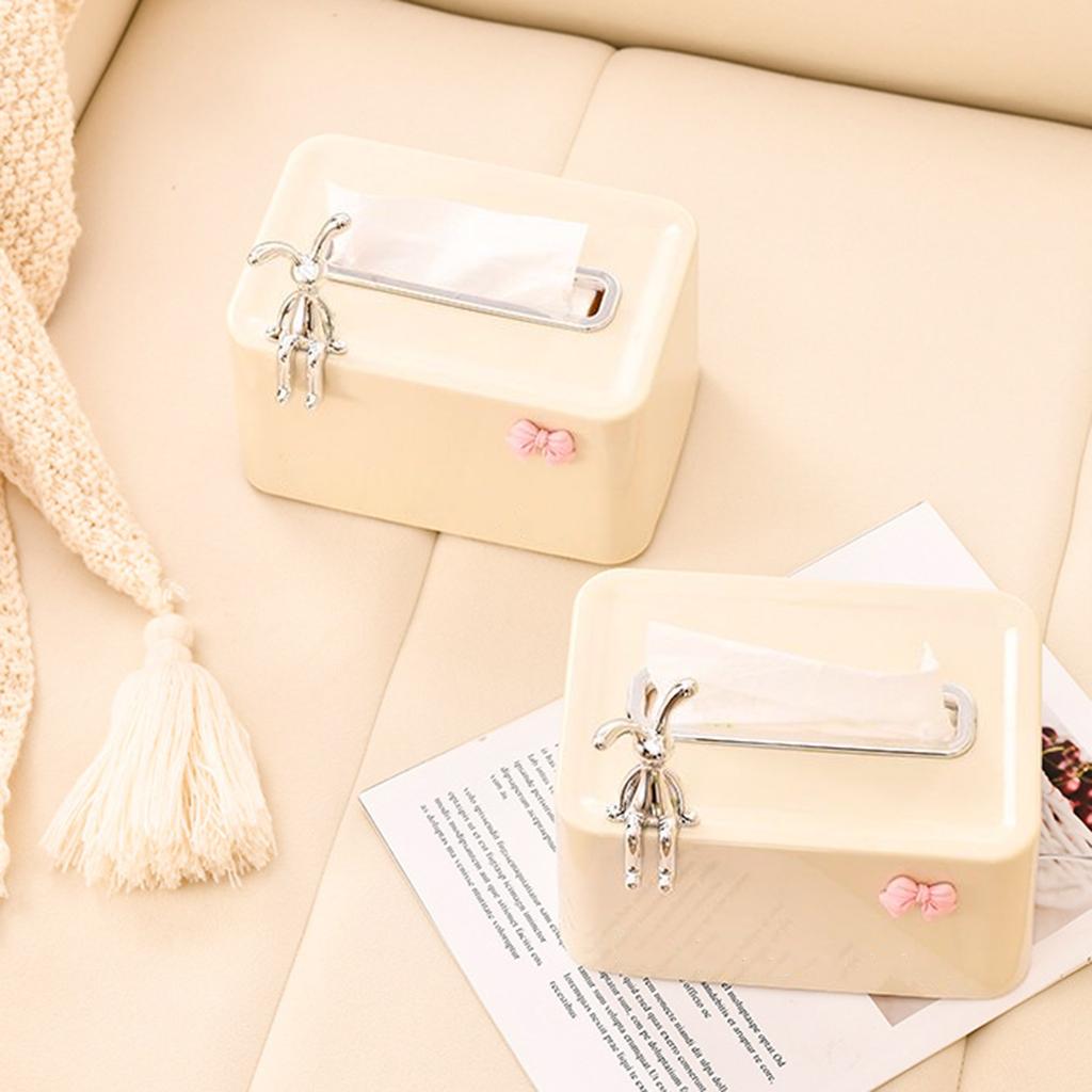 Unique Plastic Tissue Container Paper Towel Stand Tissues Dispenser with Spring Rabbit Napkin Box Cute Paper Container