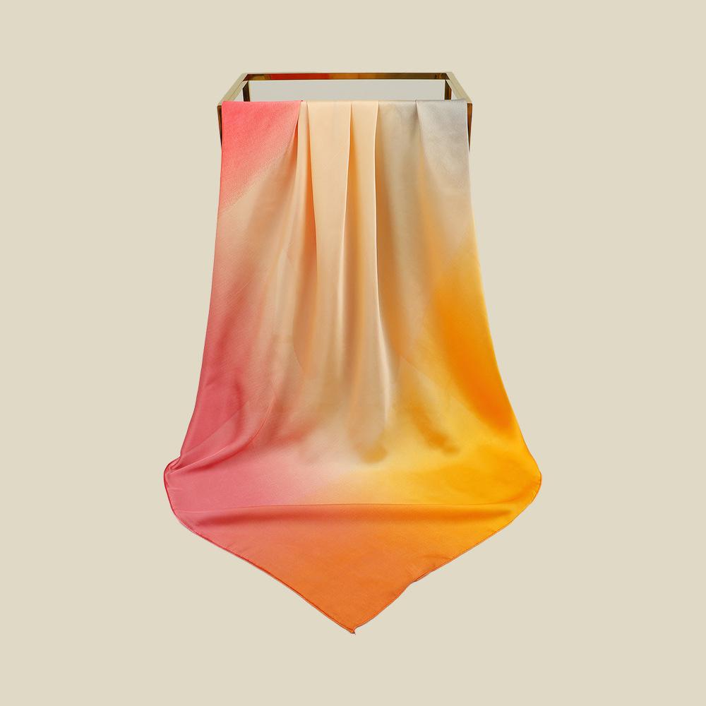 Fashion Silk Satin Hijab Scarf For Wome Gradual Colors Kerchief Hair Scarfs Female 90cm*90cm Square Shawl Wraps Neck Scarfs