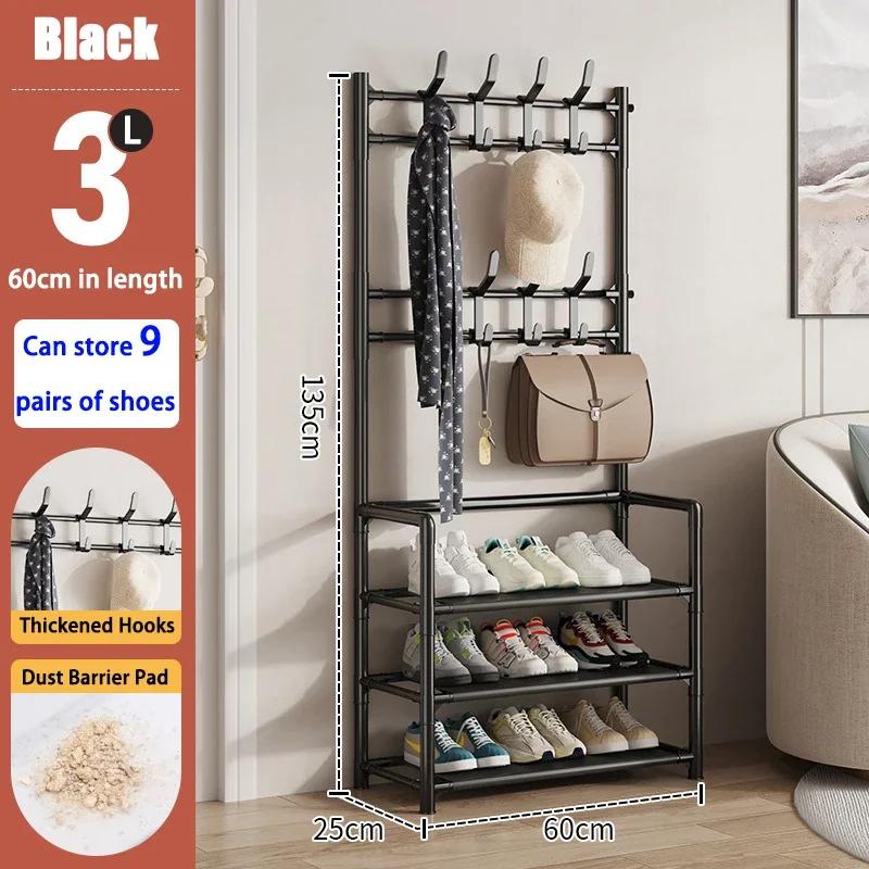 Shoe and Hat Rack Multi Functional Living Room Organizer Storage Shoes Cabinet Multi-Layer Floor-Standing Clothes Hanger Shelf