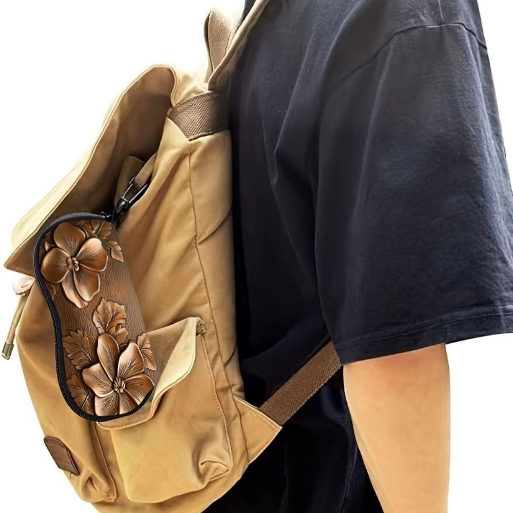 Hanging Sunglasses Storage Bag Leather Sunglasses Holder Butterfly Print Eyeglass Case Women