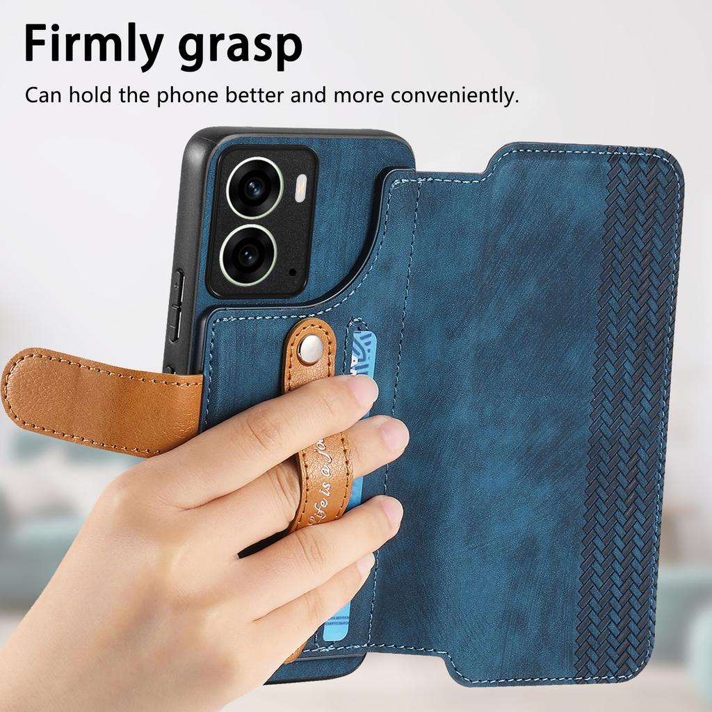 Для Realme 14 5G Чехол-кошелек Ретро кожаный чехол для телефона с ремешком на запястье и подставкой