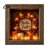 Warm Tone Light Fixture Halloween Shadow Box Frame DIY Lighted Craft Kit, Wooden Night with LED Sea Glass Stones, Gothic Memory Display Case for Shelf