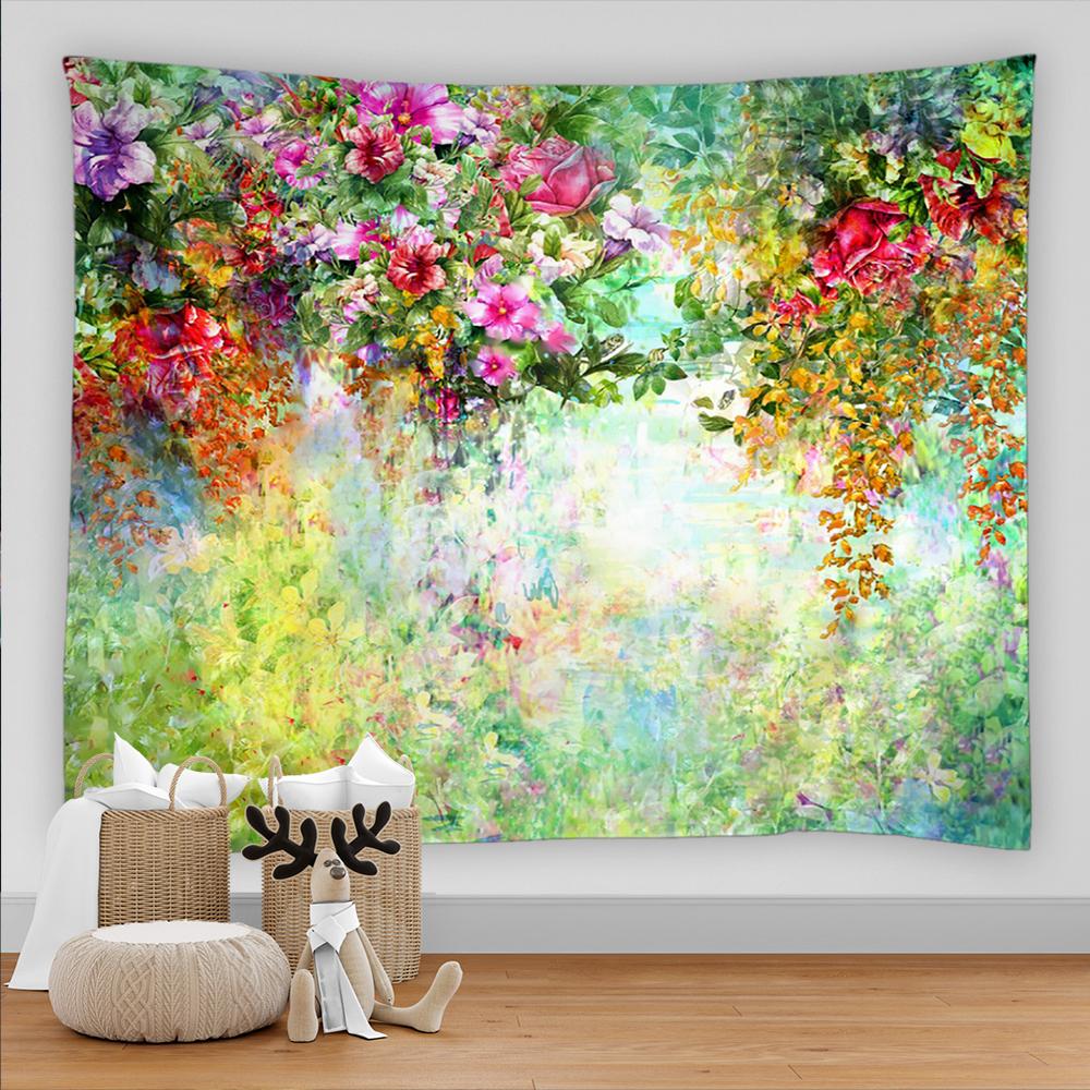 3D Colorful Flower Tapestry Beach Wall Tapestry Psychedelic Home Living Room Background Wall Fabric Decorative Tapestry