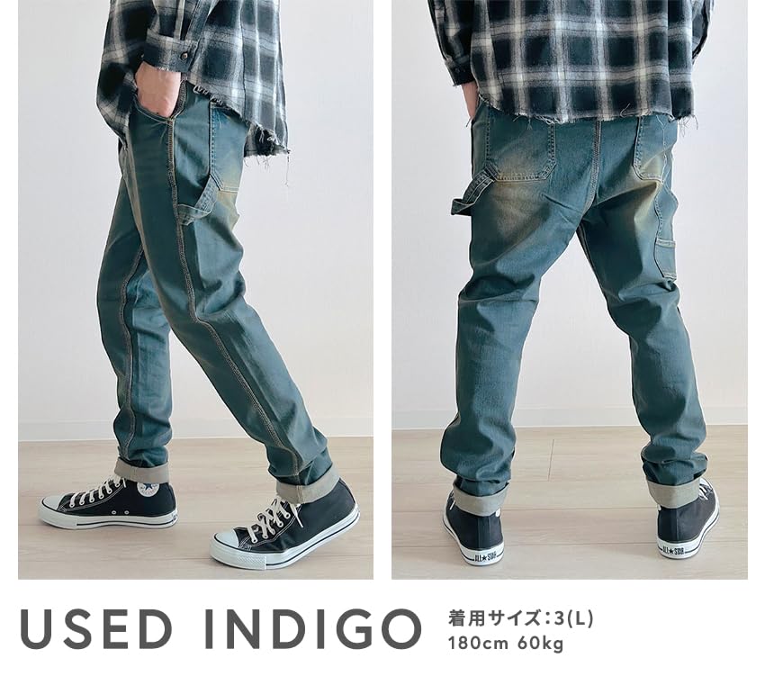 BEATJIVE Used Sarouel Painter Vintage Skinny Work Winter Used 9213-2030 (Size 4, Indigo) Pants, Pants, Denim, Finish, Stretch, Pants, Spring, Summer,