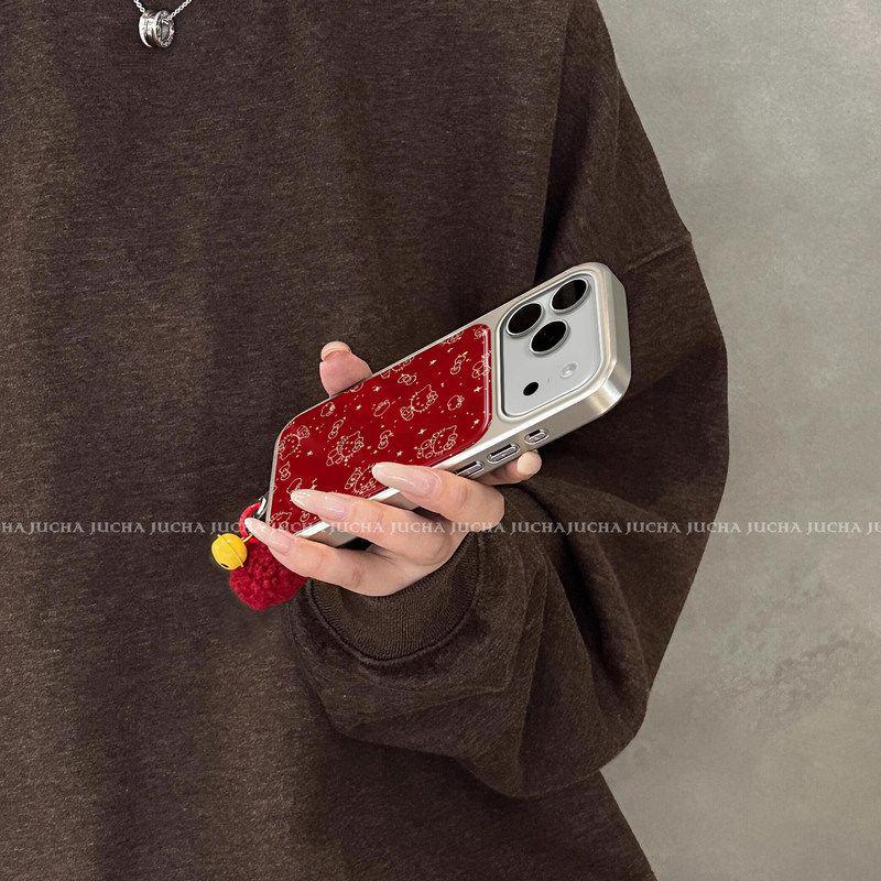 Чехол для Apple 17 Pro Max и iPhone 16 Plus с золотым сверкающим кулоном-кошкой