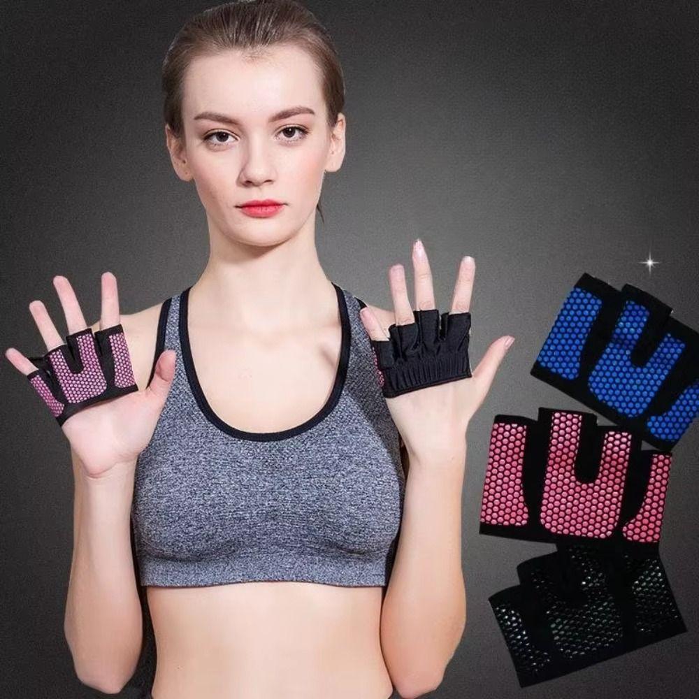 1 pair Breathable Cycling Gloves Anti-lost Fitness Gloves Gym Half Finger Gloves Bodybuilding