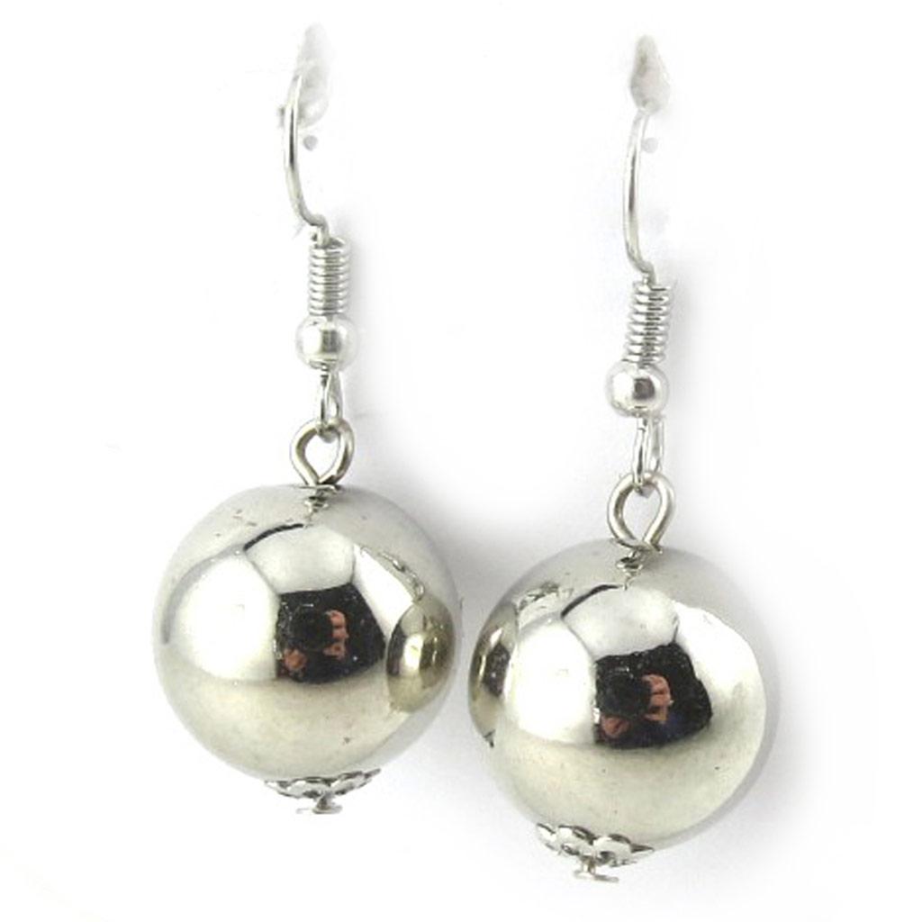 Les Trésors De Lily [N1570] - Silver 'Marble' Earrings (15 Mm)