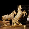 Golden Horse Statue Resin Animals Figure Nordic Abstract Ornaments Chinese Fenshui Figurines for Interior Room Home Decor
