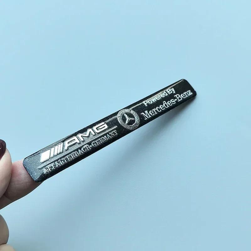 Square & Long Thin Aluminium Label Sticker Car Emblem for Mercedes Benz Maybach AMG Star Wheat B Badge Logo Black Silver