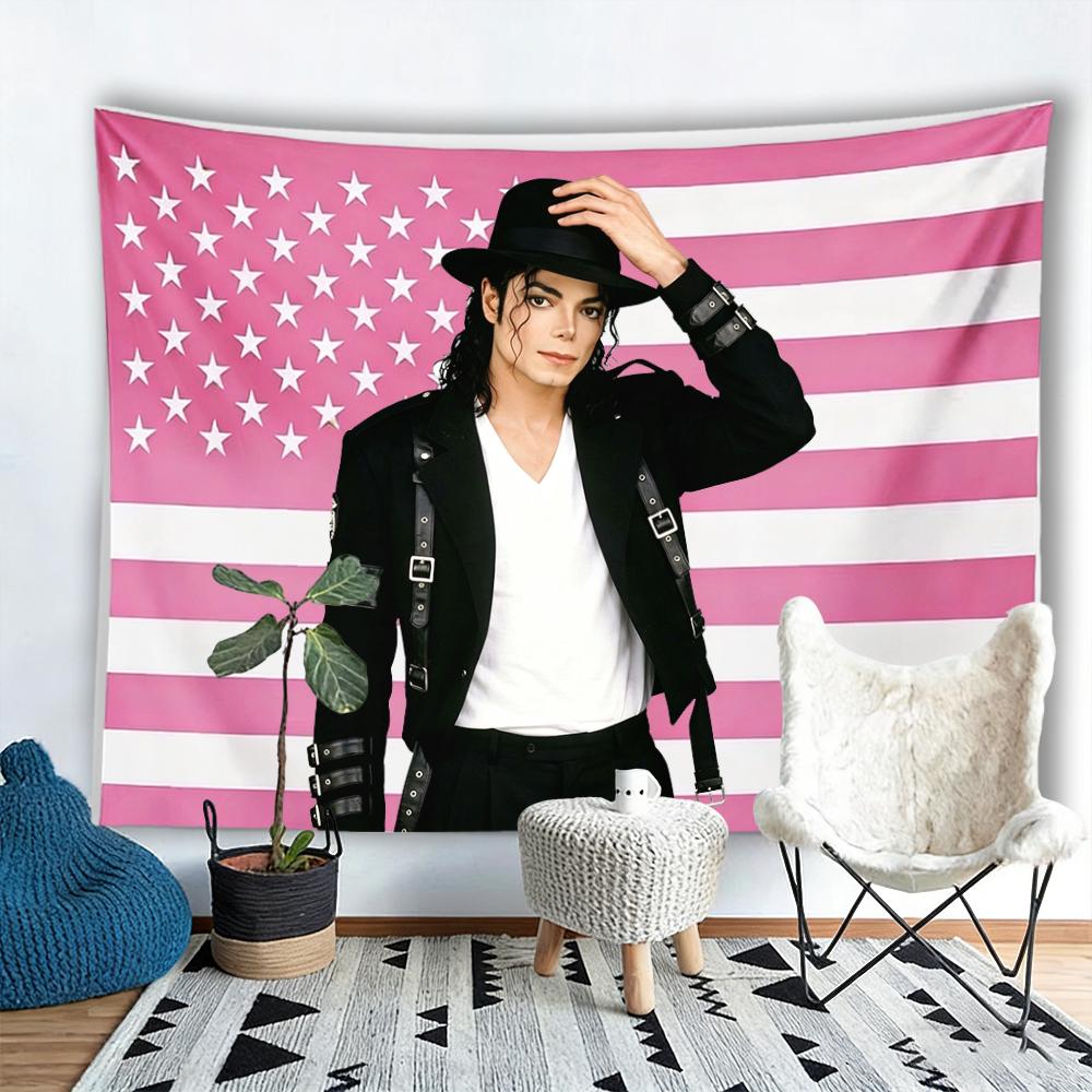 Michael J-Jackson Pink American Flag Tapestry Pop Star Portrait Wall Hanging Fan Bedroom Decor Gift