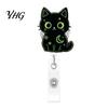 Halloween Badge Clip Black Cat Pumpkin Reel, Retractable with 360 Degree Rotating Clip, Id Card Acrylic Decorative Reel for ID Holder And Nurse