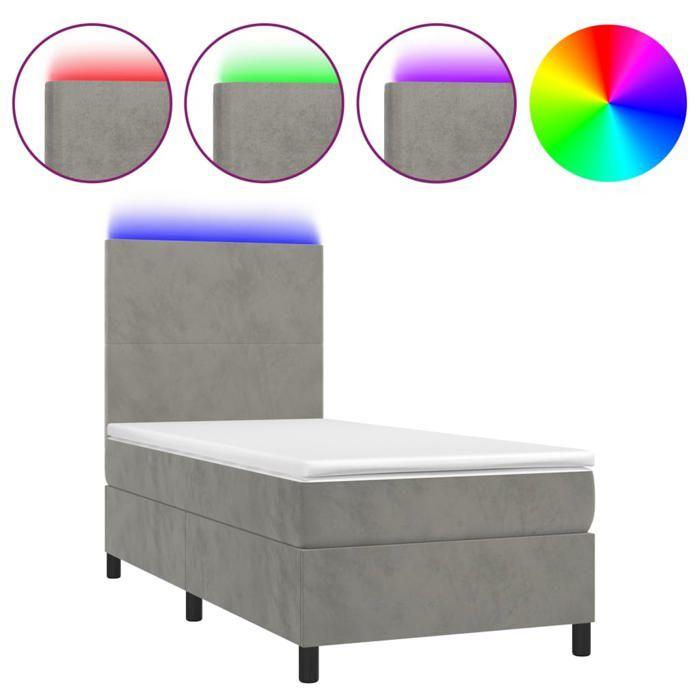 VidaXL Bed Slatted Base with LED Mattress, Upholstered Bed, Single Bed, Adult Bed for Interior Bedroom, 3135987