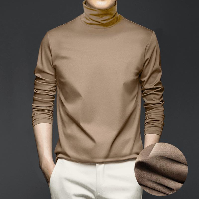 Футболка с высоким воротом из мерсеризованного хлопка с жидким аммиаком, мужская антистатическая футболка с длинными рукавами, не раздражающая кожу внутренняя часть, средний воротник