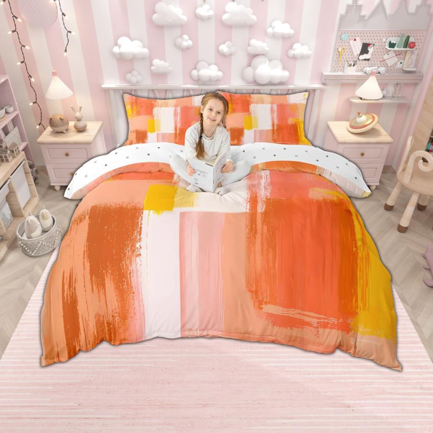 Homewish Modern Ombre Aesthetic Duvet Cover Set, Watercolor Oil Painting Quilt Cover Set, Contemporary Minimalist Bedding