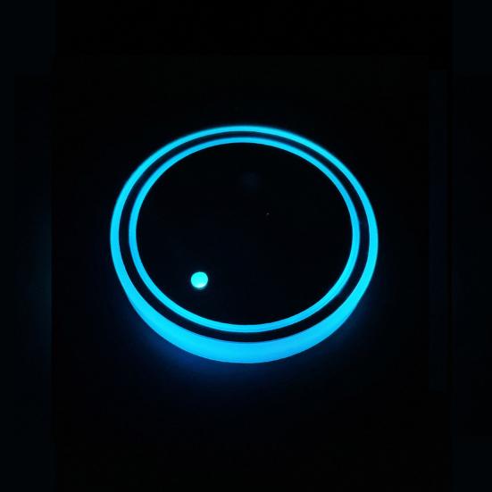 1 Pair Glowing Coaster for Car Smart Sensing Rechargeable 3 Mode Lighting 7 Color Cycle Breathing Light up Car Coasters LED Cup Holders