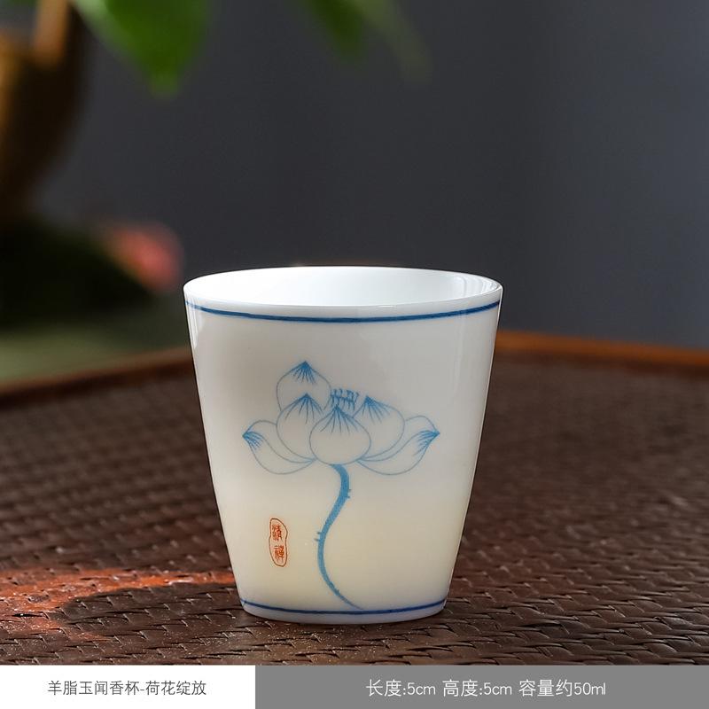 Celadon teacup ceramic hand-painted master single cup tea cup household kung fu tea bowl retro hat cup