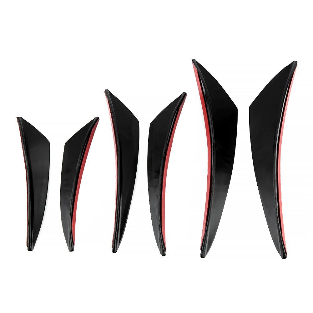 6Pcs Gloss Black Car Front Bumper Wind Knife Trims Front Bar Universal