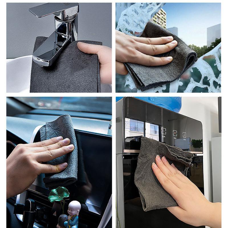 5Pcs Microfiber Magic Cleaning Cloth Glass Wiping Rags No Trace Cleaning Dish Cloth Tableware