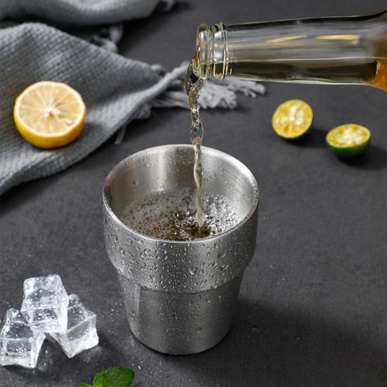 201 Нержавеющая стальная чашка штабелируемая кружка для питья с двойными стенками и вакуумной изоляцией для кофе