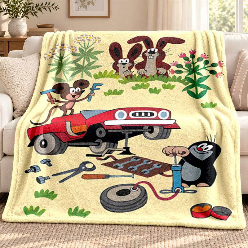 Cartoon Mole blanket Flannel Blanket Soft Cozy Plush Throw for Sofa Bed Lightweight Home Decoration Outdoor camping